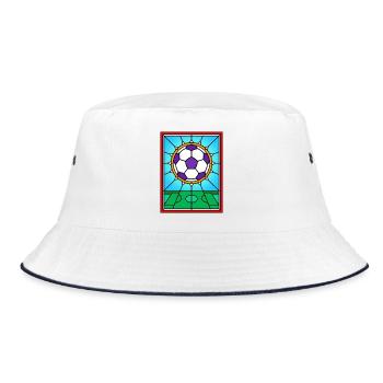 Stained Glass Football Window Design - Bucket Hat - white/navy - Front