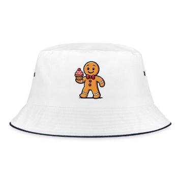 Lebkuchenmann Cupcake Cartoon - Bucket Hat - Weiß/Navy - Vorne