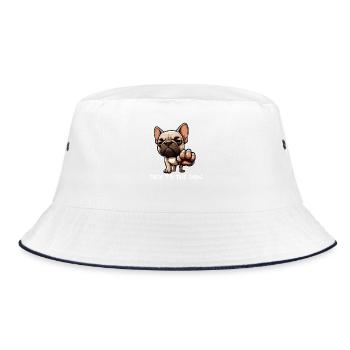 Talk to the Paw French Bulldog Frenchie - Bucket Hat - white/navy - Front