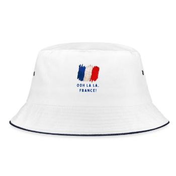 Ooh La La France – T-Shirt im Stil der französischen Flagge - Bucket Hat - Weiß/Navy - Vorne