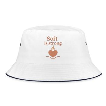 Soft ist stark Herzfeuer - Bucket Hat - Weiß/Navy - Vorne