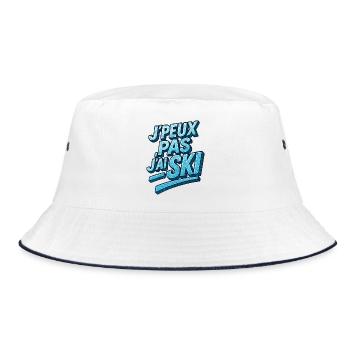 Ich kann nicht Skifahren. - Bucket Hat - Weiß/Navy - Vorne