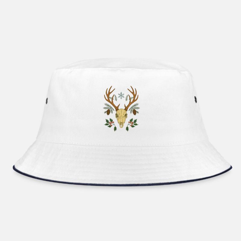 Winterhirsch-Schädelwappen - Bucket Hat - Weiß/Navy