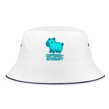 Capybara Therapy Motif - Bucket Hat - white/navy - Front