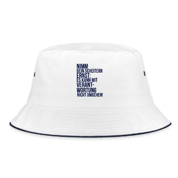 about going wild: Nimm dein Scheitern ernst - Bucket Hat - Weiß/Navy - Vorne