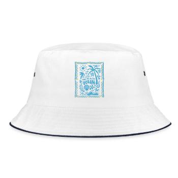 Find Me In The Ocean Tropical Silhouette - Bucket Hat - Weiß/Navy - Vorne