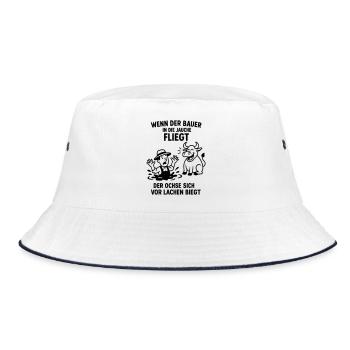 farmer slurry saying joke ox - Bucket Hat - white/navy - Front