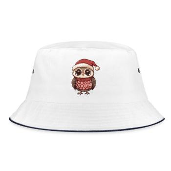 Eule Weihnachten Xmas - Bucket Hat - Weiß/Navy - Vorne
