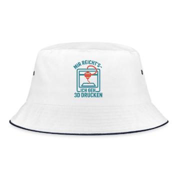 I've had enough, I'm going 3D printing - Bucket Hat - white/navy - Front