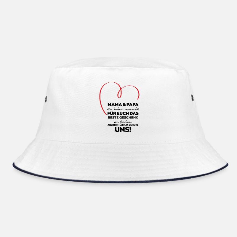 Mama Papa Eltern lustiges Geschenk - Bucket Hat - Weiß/Navy