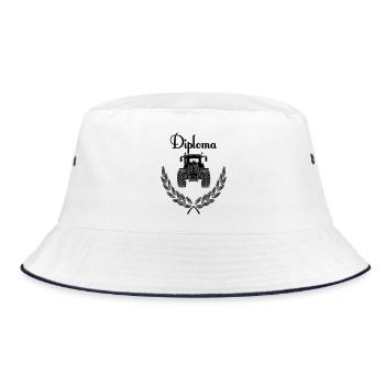 Diplom-Traktor - Bucket Hat - Weiß/Navy - Vorne