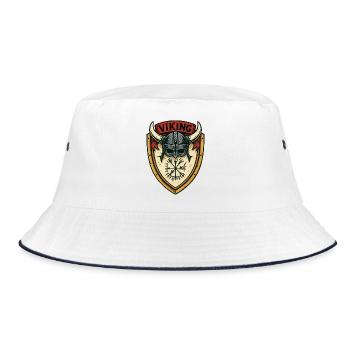 Viking Shield Helmet Emblem - Bucket Hat - white/navy - Front