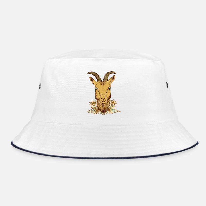 Vintage Steinbock mit Blumen Bucket Hat