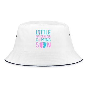 4. Juli Gender Reveal Schwangerschaft - Bucket Hat - Weiß/Navy - Vorne