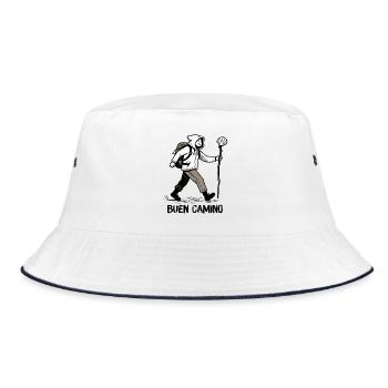Pilgrim on the Camino de Santiago - Bucket Hat - white/navy - Front