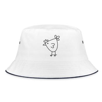 Happy Chicken Cartoon - Bucket Hat - white/navy - Front