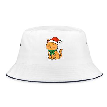 Kawaii Christmas Kitten - Bucket Hat - white/navy - Front