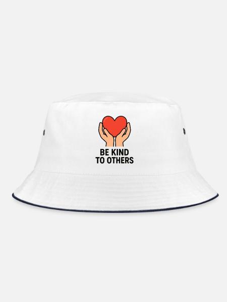 Hands Holding Heart of Kindness - Bucket Hat - white/navy - Front