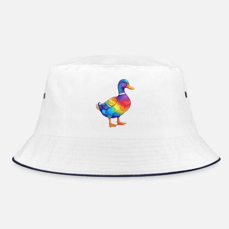 Buntes Entenregenbogen-Pop-Art-Aquarell Bucket Hat