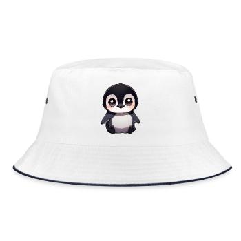 Cute Penguin Cartoon Critter Kugger Lye - Bucket Hat - white/navy - Front