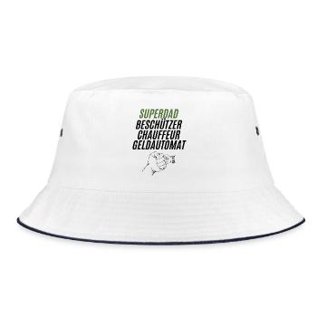 Superdad Kraftvoll Grün - Bucket Hat - Weiß/Navy - Vorne