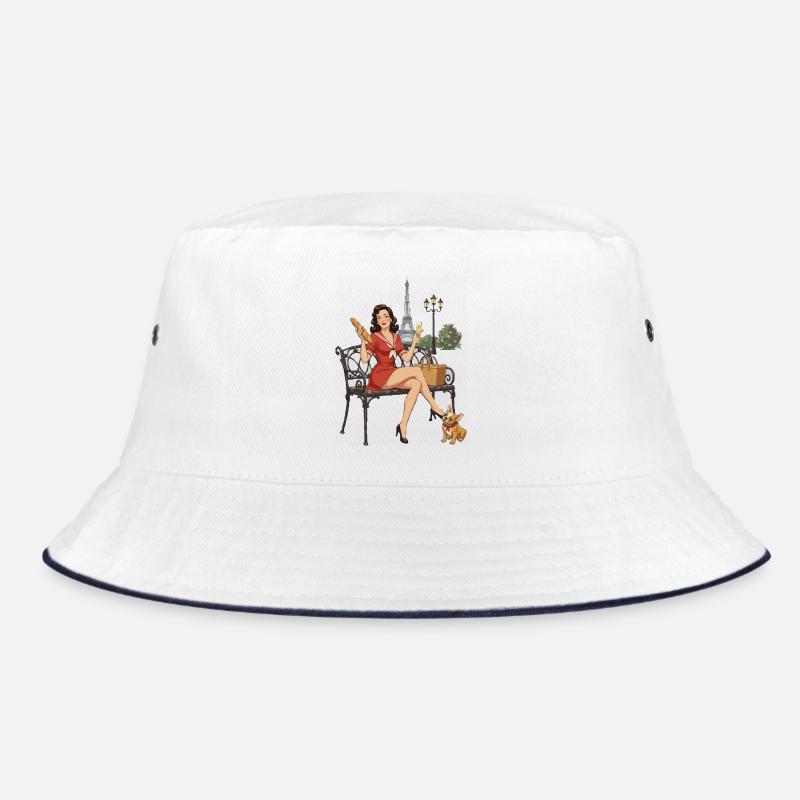 Paris Pin-up on Bench Bucket Hat