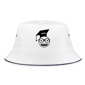 Nerd Student - Bucket Hat - white/navy - Front