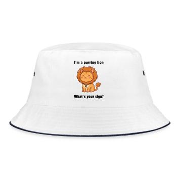 Sternzeichen Löwe Katze – Cute Leo Zodiac - Bucket Hat - Weiß/Navy - Vorne