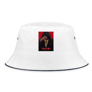 Man in hood with pendulum - Bucket Hat - white/navy - Front