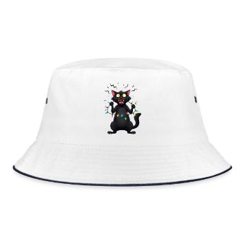 Naughty Evil Cat Fairy Lights Christmas Funny - Bucket Hat - white/navy - Front