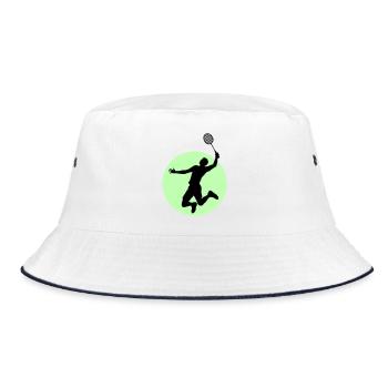 Badminton Spieler Silhouette – Smash Power - Bucket Hat - Weiß/Navy - Vorne