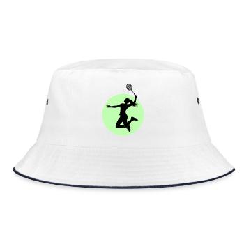 Badminton Spielerin Silhouette – Smash Power - Bucket Hat - Weiß/Navy - Vorne
