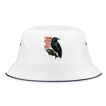 Think Before Obeying – Crow Art - Bucket Hat - white/navy - Front