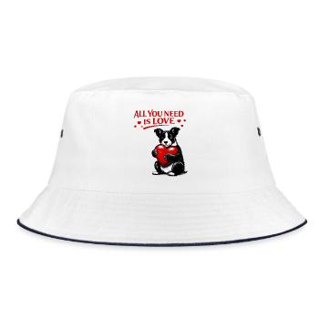 All You Need is Love: Dog with Heart - Bucket Hat - white/navy - Front