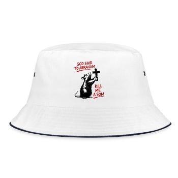 Rat with Cross Bible Satire - Bucket Hat - white/navy - Front
