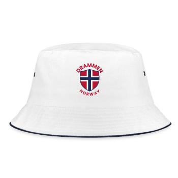 Drammen-Norwegen-Schildemblem - Bucket Hat - Weiß/Navy - Vorne
