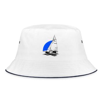 RS Feva XL Segelboot Jugend Segeln Jolle Regatta - Bucket Hat - Weiß/Navy - Vorne