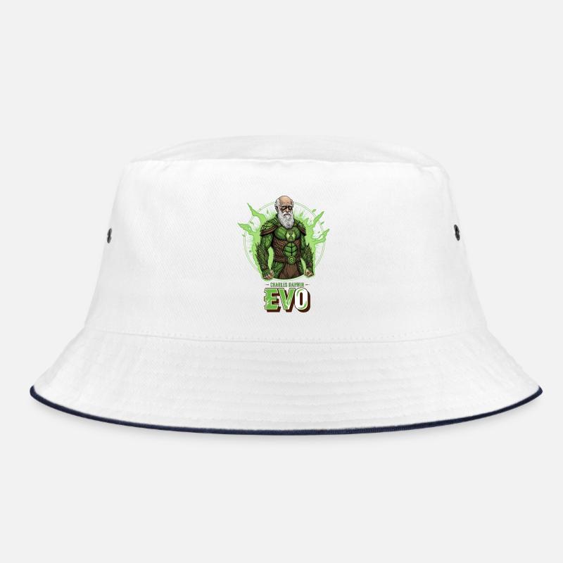 Evo Darwin Grüner Held - Bucket Hat - Weiß/Navy