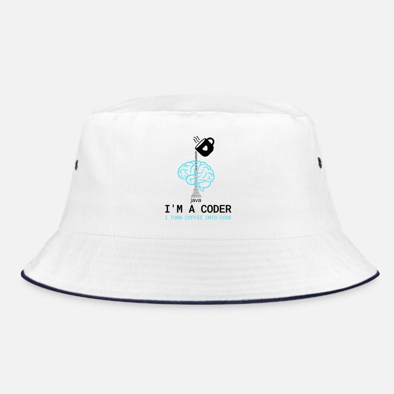 Coder T-Shirt: Coffee into Code – Nerdy Programmie Bucket Hat