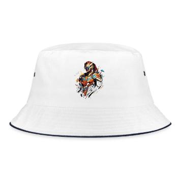 Futuristic sci-fi heroine in comic book style - Bucket Hat - white/navy - Front