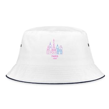 Neon Skyline Paris - Bucket Hat - Weiß/Navy - Vorne