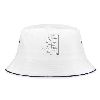 Dart,DartsDartpfeil-Blaupause - Bucket Hat - Weiß/Navy - Vorne
