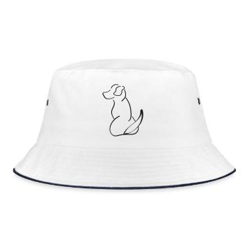 Dog Dog Outline Line Outline Minimal Silhouette - Bucket Hat - white/navy - Front