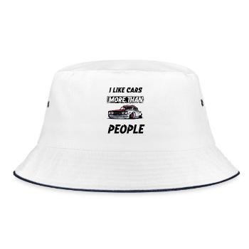 I like cars more than People. - Bucket Hat - Weiß/Navy - Vorne