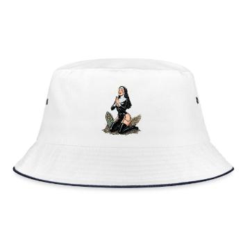 Holy nun on knees - Bucket Hat - white/navy - Front