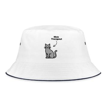 MY THERAPIST: CAT! FUR-NOSED LOVE, CATHOVER - Bucket Hat - white/navy - Front