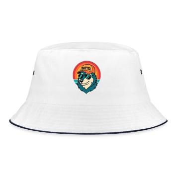 Drifter Wolf Sunset Tee - Bucket Hat - white/navy - Front
