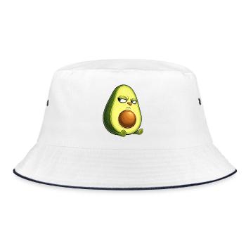 Coole Avocado mit Sonnenbrille skeptischer Blick - Bucket Hat - Weiß/Navy - Vorne