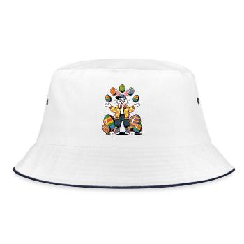 Colorful Easter bunny with egg wreath - Bucket Hat - white/navy - Front