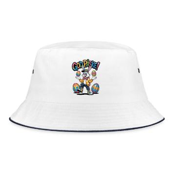 Easter bunny in colorful style - Bucket Hat - white/navy - Front